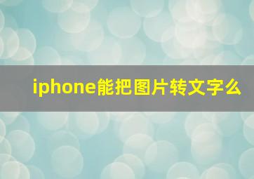 iphone能把图片转文字么