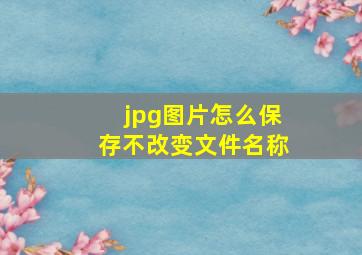 jpg图片怎么保存不改变文件名称