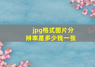 jpg格式图片分辨率是多少钱一张