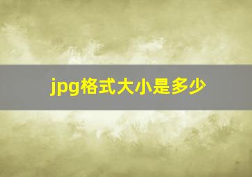 jpg格式大小是多少