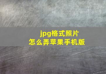 jpg格式照片怎么弄苹果手机版