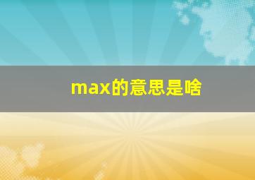 max的意思是啥