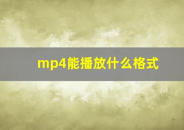 mp4能播放什么格式