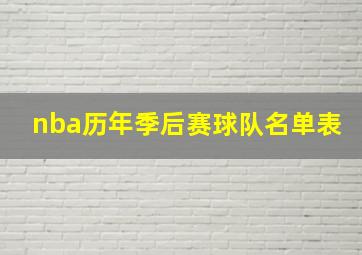 nba历年季后赛球队名单表