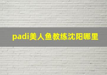 padi美人鱼教练沈阳哪里