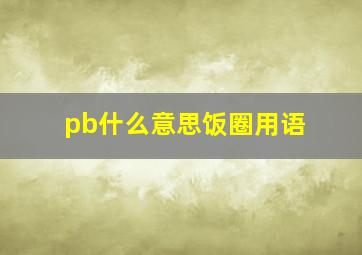 pb什么意思饭圈用语