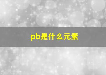 pb是什么元素