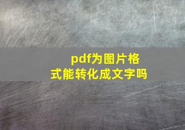 pdf为图片格式能转化成文字吗