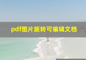 pdf图片版转可编辑文档