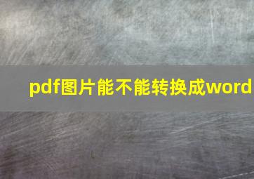 pdf图片能不能转换成word