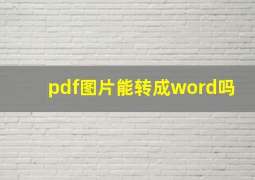 pdf图片能转成word吗