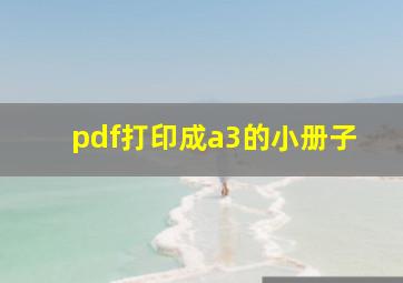 pdf打印成a3的小册子