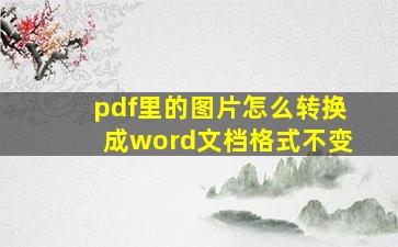 pdf里的图片怎么转换成word文档格式不变