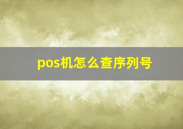 pos机怎么查序列号