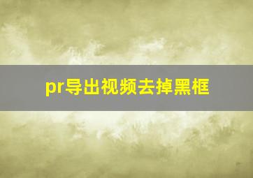 pr导出视频去掉黑框