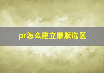 pr怎么建立蒙版选区