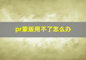 pr蒙版用不了怎么办