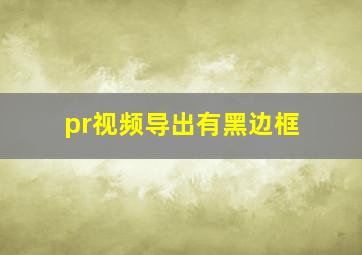 pr视频导出有黑边框