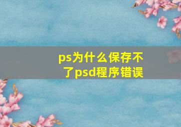 ps为什么保存不了psd程序错误