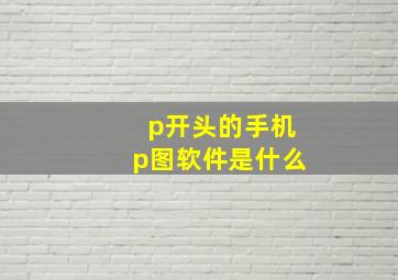 p开头的手机p图软件是什么