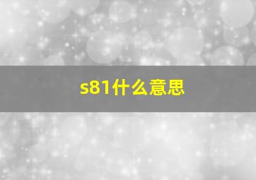 s81什么意思