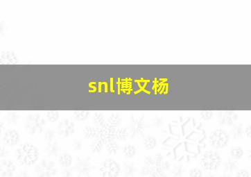 snl博文杨