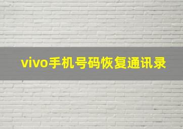 vivo手机号码恢复通讯录