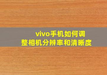 vivo手机如何调整相机分辨率和清晰度