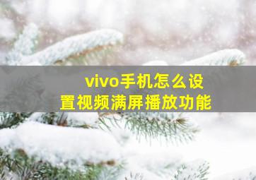 vivo手机怎么设置视频满屏播放功能