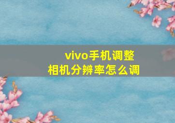 vivo手机调整相机分辨率怎么调