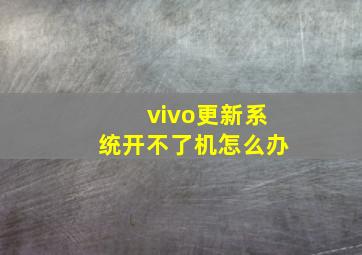 vivo更新系统开不了机怎么办