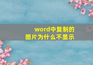 word中复制的图片为什么不显示