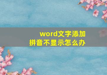 word文字添加拼音不显示怎么办