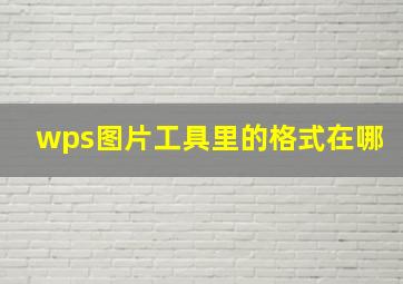 wps图片工具里的格式在哪