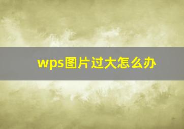 wps图片过大怎么办