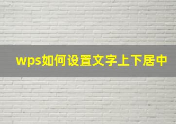 wps如何设置文字上下居中