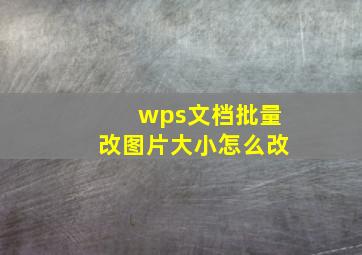 wps文档批量改图片大小怎么改