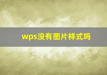 wps没有图片样式吗