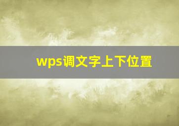 wps调文字上下位置