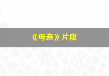 《母亲》片段