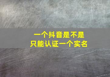 一个抖音是不是只能认证一个实名