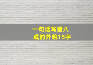 一句话写猪八戒的外貌15字