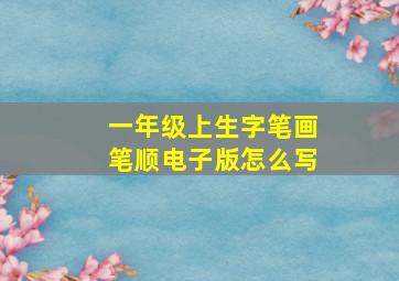 一年级上生字笔画笔顺电子版怎么写