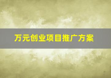 万元创业项目推广方案