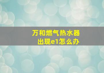 万和燃气热水器出现e1怎么办