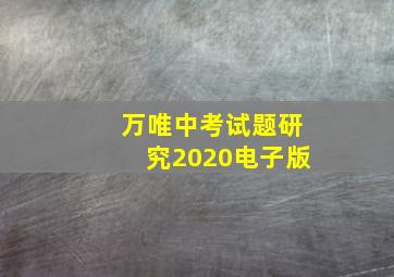 万唯中考试题研究2020电子版