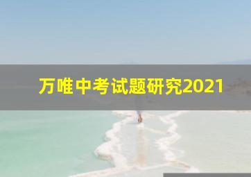 万唯中考试题研究2021