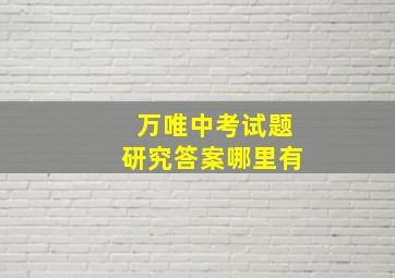 万唯中考试题研究答案哪里有