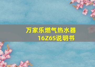 万家乐燃气热水器16Z6S说明书