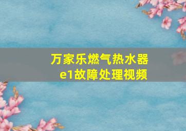 万家乐燃气热水器e1故障处理视频